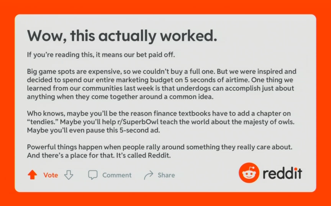 Reddit surprend les téléspectateurs avec la plus courte publicité du Super Bowl jamais vue– Comment guérir